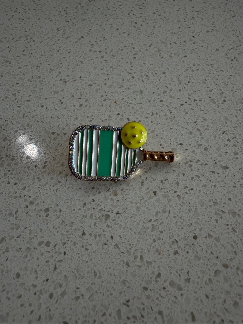 Green Striped Paddle & Yellow Ball Enamel Pin